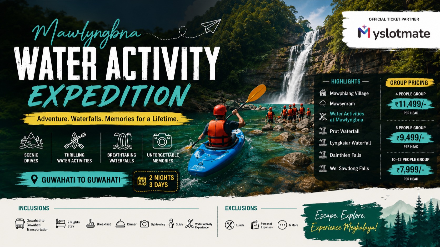 Mawlyngbna Water Activity Expedition | 2 Nights 3 Days